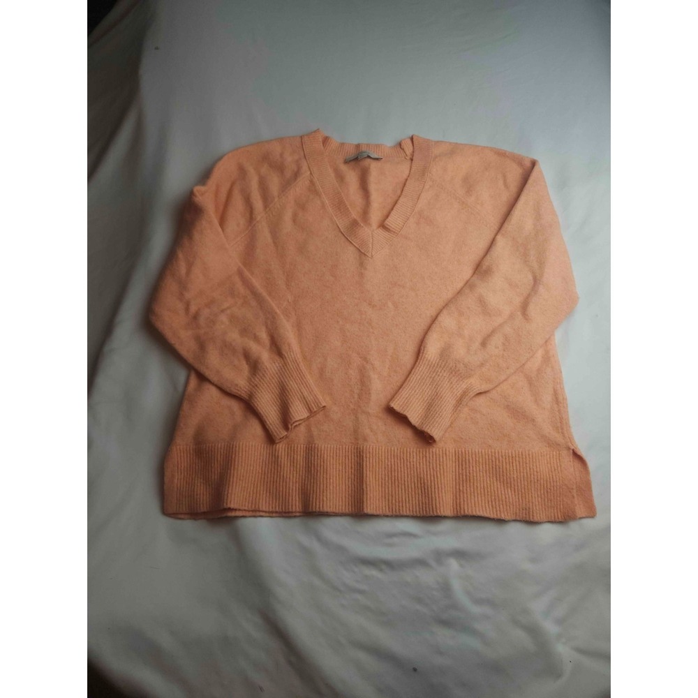 LOFT Sweater Womens Large Peach V-Neck Pullover Knit Casual Long Sleeve Cozy